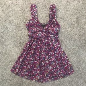 Express Purple Floral Mesh Babydoll Tank Top - XS